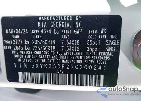 2024 Kia Sportage Ex z USA, uszkodzony, nr VIN 5XYK33DF2RG200241